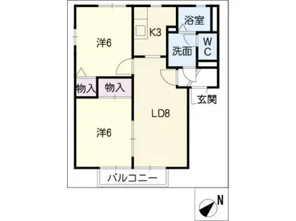 セントピア(2LDK/2階)の間取り写真