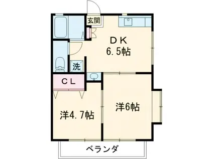 フロンティアハイツC(2DK/2階)の間取り写真