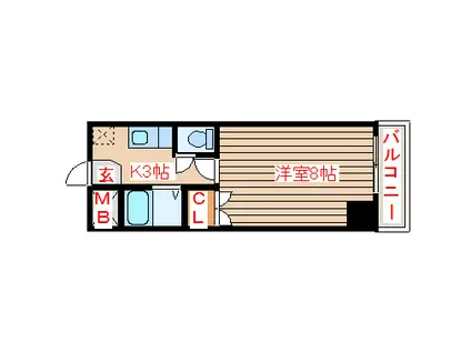 シャレード北仙台(1K/2階)の間取り写真