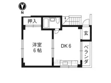 神泉ハイツ(1DK/3階)の間取り写真