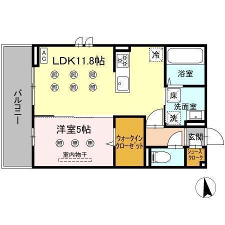 D-RESENA SOLAIRE(1LDK/1階)の間取り写真
