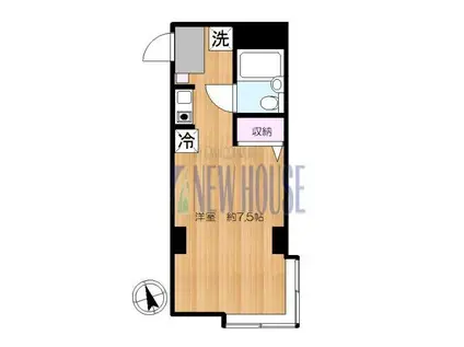 ヒルサイドフラッツ(ワンルーム/3階)の間取り写真