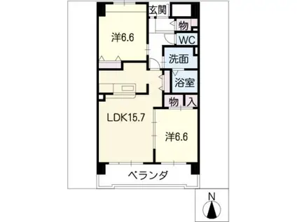 レジデンス勝南(2LDK/7階)の間取り写真