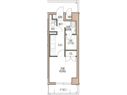 スワンパーク北高森(1K/2階)の間取り写真