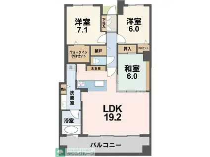 セレストタワー高崎(3LDK/10階)の間取り写真