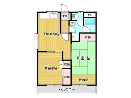 ジュンハイツII(2LDK/1階)の間取り写真