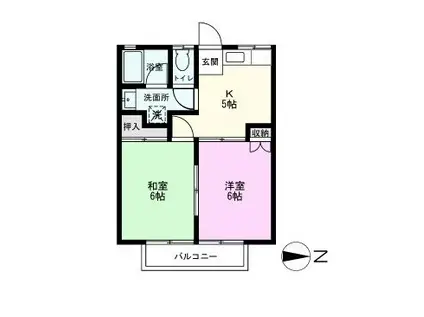 フラワーコーポB棟(2K/1階)の間取り写真