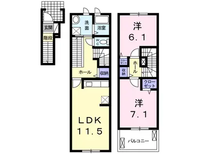 ファブール・シュンII(2LDK/2階)の間取り写真
