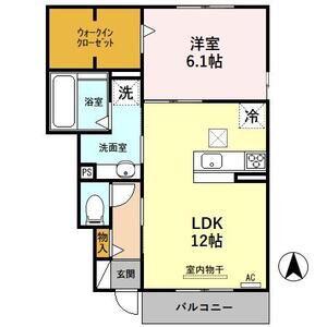 ハルミズホ(1LDK/1階)の間取り写真