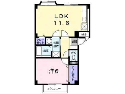 ハイツパークサイドIII(1LDK/1階)の間取り写真