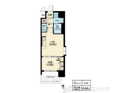 リッツ新大阪プレミアム(1LDK/3階)の間取り写真