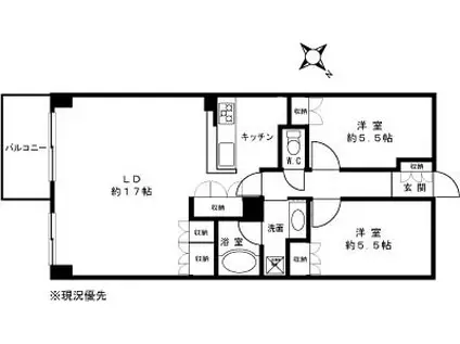 ガーデンホーム南千住エクスプラザ(2LDK/3階)の間取り写真