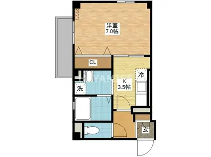 エスペランサ本原(1K/3階)の間取り写真