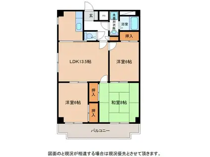 アネックス開成(3LDK/1階)の間取り写真