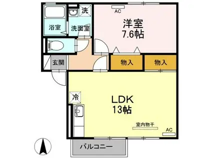 グランファミール(1LDK/1階)の間取り写真