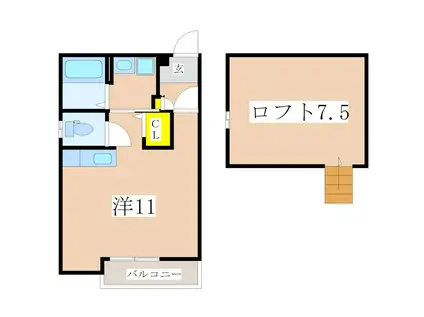 アベニール(1SK/4階)の間取り写真