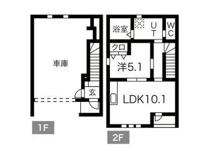 いえガレージ(1LDK/1階)の間取り写真