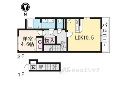 WAVEーKⅢ(1LDK/2階)の間取り写真