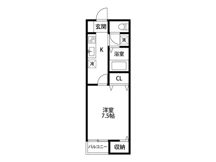 エトワール上所(1K/1階)の間取り写真