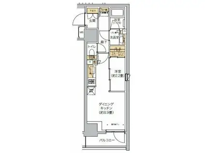 リビオメゾン西麻布(1LDK/2階)の間取り写真