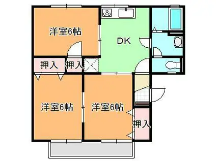 セベルハイツB(3DK/1階)の間取り写真