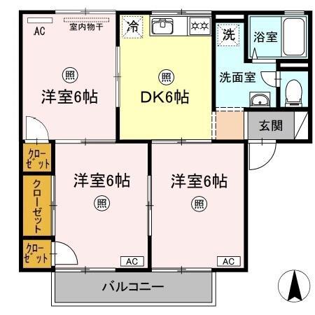 コーポジョイフル(3DK/1階)の間取り写真