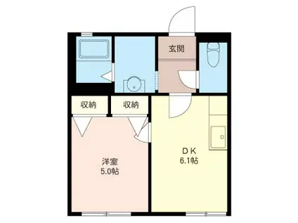 ドルフ湘南(1DK/1階)の間取り写真