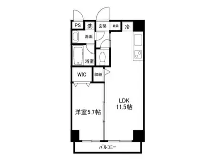 ピュアコート医大南(1LDK/4階)の間取り写真