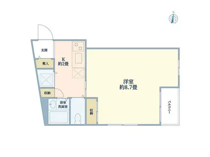 インレット新子安(1K/2階)の間取り写真