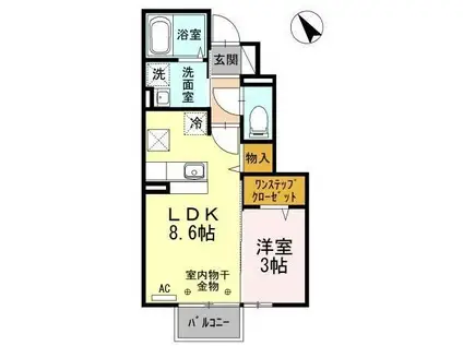 D-ROOM RIASU(1LDK/1階)の間取り写真