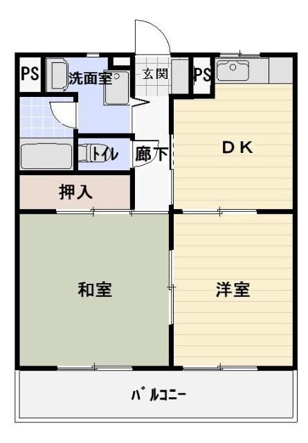 メルベーユII(2DK/2階)の間取り写真