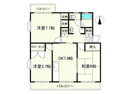 ハイムフォーレスト市ヶ尾(3DK/1階)の間取り写真