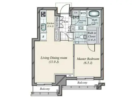 パークコート六本木ヒルトップ(1LDK/6階)の間取り写真