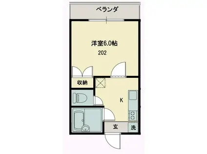 セレーノ和光(1K/2階)の間取り写真