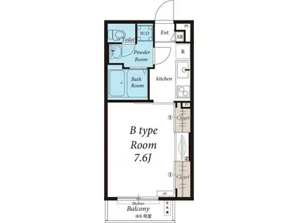 リブリさがみ野III(1K/2階)の間取り写真