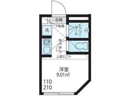 ジリオロッソ東新宿(ワンルーム/B1階)の間取り写真