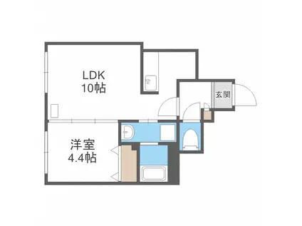 ノイすすきの東(1LDK/5階)の間取り写真