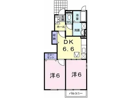 ピーノ・レジーナII(2DK/1階)の間取り写真