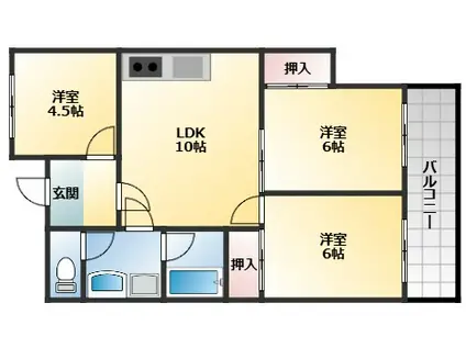 グローバル伸和(3LDK/2階)の間取り写真