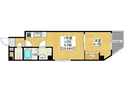 トスティナ新宿(1LDK/3階)の間取り写真