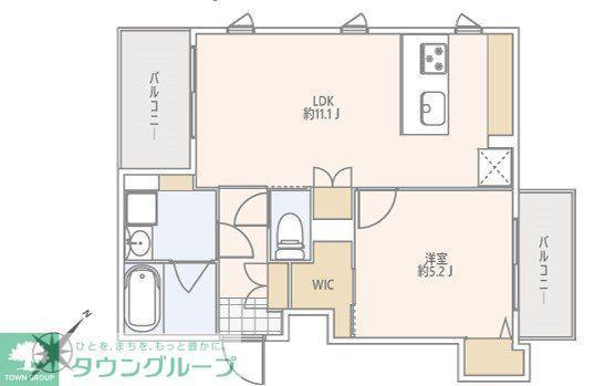 GRANDUO上野毛V(1LDK/4階)の間取り写真