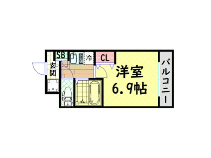 ドミール桜川II(1K/8階)の間取り写真