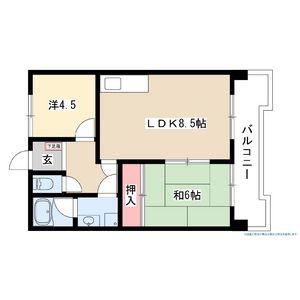 サンモール原(2LDK/3階)の間取り写真