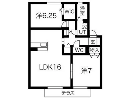 ディーグラフォートA(2LDK/1階)の間取り写真