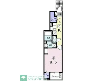 トゥウィンクルアーク弐番館(1K/1階)の間取り写真