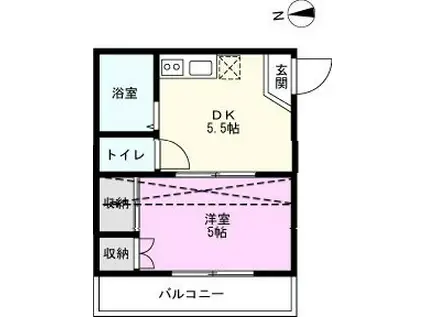 サニーヒルヤツカ(1DK/2階)の間取り写真