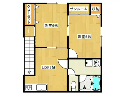 グランデアA(2DK/2階)の間取り写真