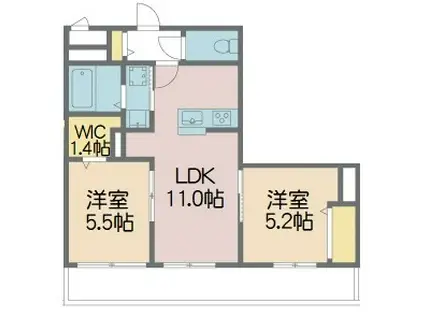 ヴィステリオ(2LDK/2階)の間取り写真