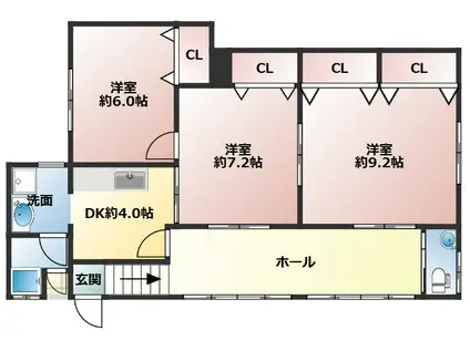 メゾンリベルテ(3DK/2階)の間取り写真