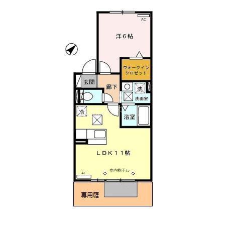 リビングタウン浅羽(1LDK/1階)の間取り写真